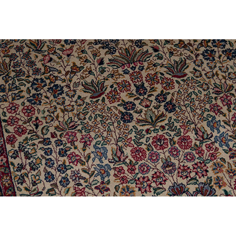 Tapis ivoire et bleu marine noué à la main de haute qualité