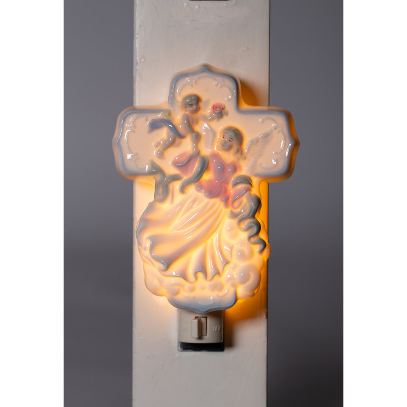 Lampe de chevet ange sur croix 