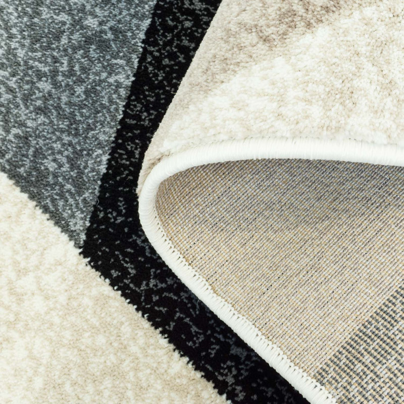 Noir géométrique/tapis décoratif gris Gaiser, Rectangle 6 pi 5 po x 9 pi 5 po