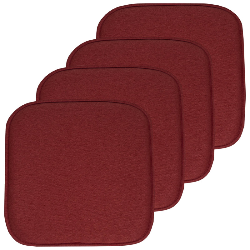 Charlotte Jacquard Memory Foam No Slip Back 16" x 16" Chair Pad Cushion, Wine, 4-Pack