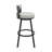 30" Swivel Bar Stool in Black Metal with Light Gray Faux Leather