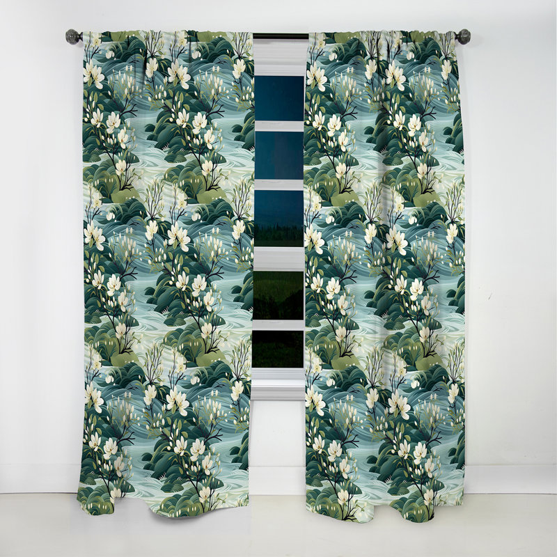 Mangrove Serenity Tropical Motif II - Rideau floral - Rideau occultant floral - 1 panneau, L 52 po x L 84 po