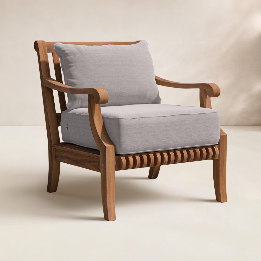 Jo Teak Patio Chair with Cushions Birch Lane™
