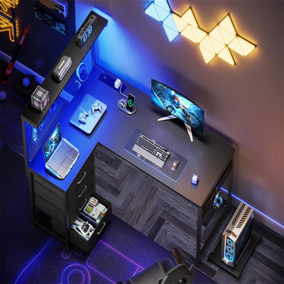 L-Shaped Metal Base Computer Desk