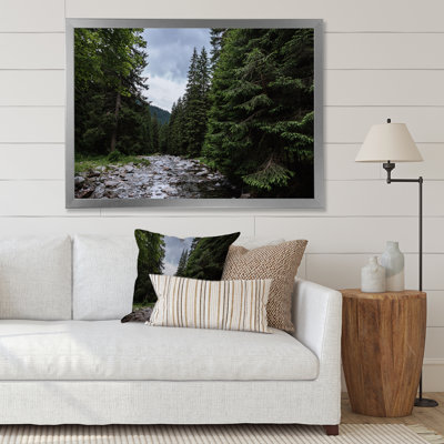 " Mountain Landscape With River And Forest Trees " Painting Print