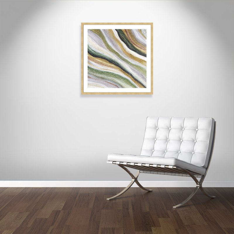 Onate moderne Onoria - tons vert, reproduction d'art graphique sur papier, H 32,5 po x l 32,5 po x P 2 po, Champagne