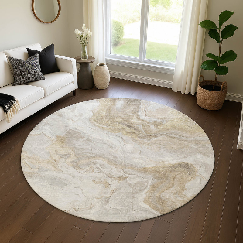 Premium Machine Washable Strinko AMF1682 Abstract Rug, Round 8'