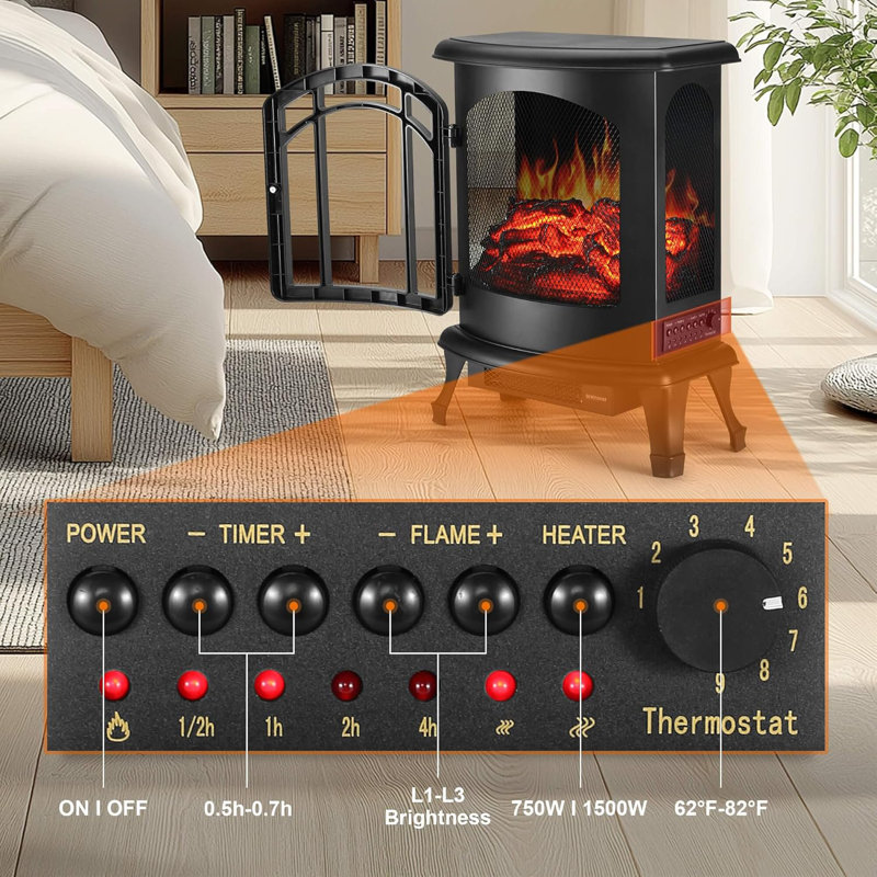 24" Electric Fireplace Heater - Freestanding Fire Places Electric Fireplace Stove