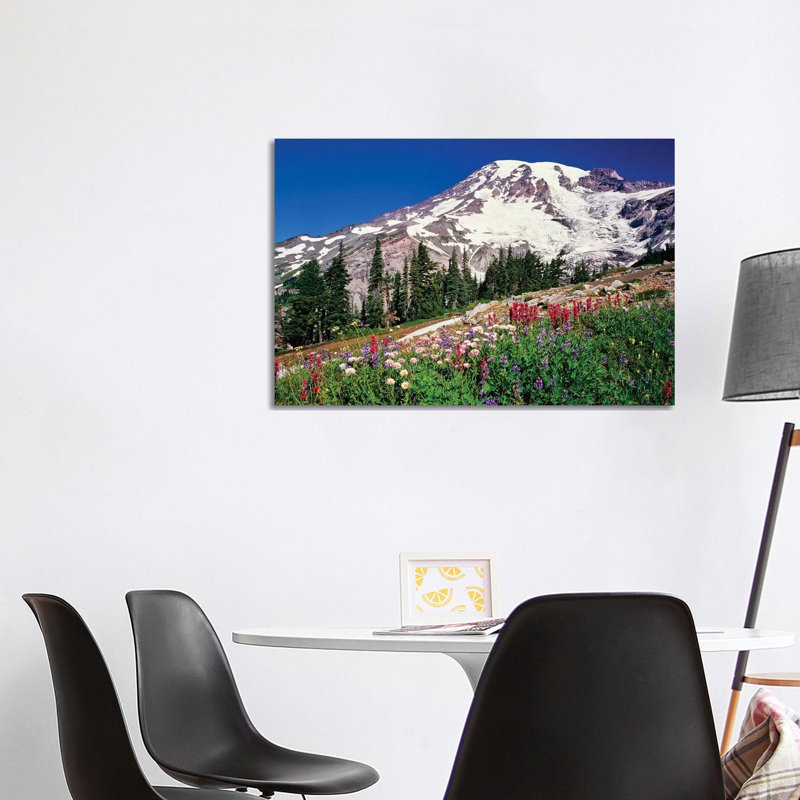 Summer Wildflowers Bbloom in Paradise Park Below Mr. Rainier, Mt. Rainier National Park, Washington, USA 1 Piece Wrapped Canvas Wall Art