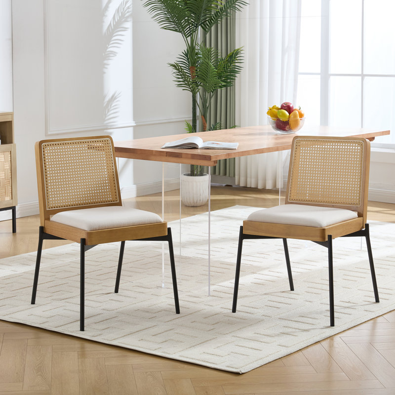 Counter Height Bar Stools Set of 2, Upholstered Linen with Metal Footrest and Frame for Kitchen and Dining Room