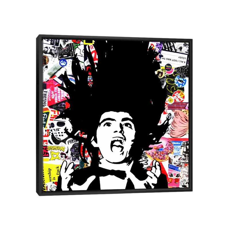« screaming lord », impression sur toile, H 18 po x l 18 po x P 1,5 po, Toile avec cadre noir, Pas de tapis