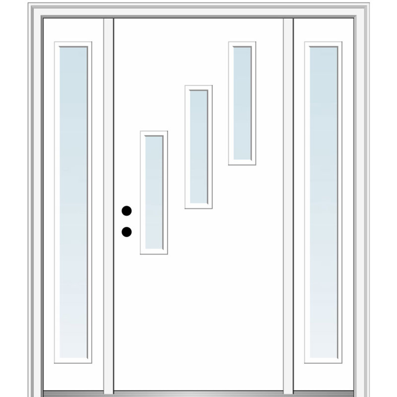Portes d'entrée avant apprêtées apprêtées, H 81,75 po x l 68,5 po x P 4,563 po, Clair, Droite / vers l'intérieur