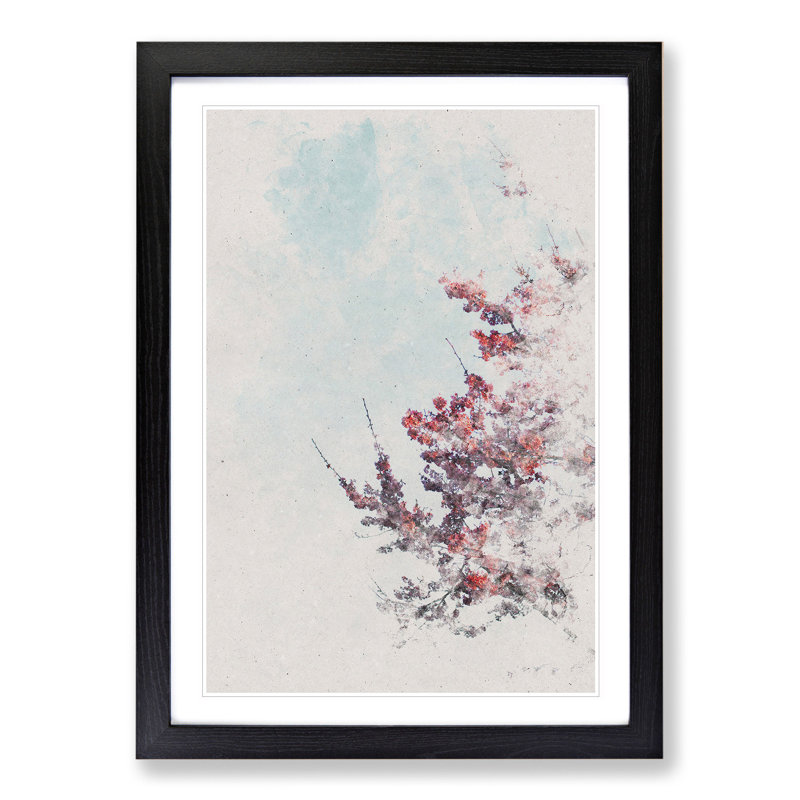 Branches of a Cherry Blossom Tree Watercolour - Picture Frame Graphic Art on MDF, Black, 36cm H x 27cm W x 2cm D