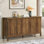 Grand buffet Buffet avec rangement Porter, armoire de salle à manger avec buffet moderne de 60 po avec 4 portes pour la salle à manger, le salon, le couloir, brun
