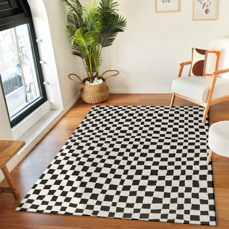 Freud Organic Checkered Area Rug, Rectangle 140 x 200 cm