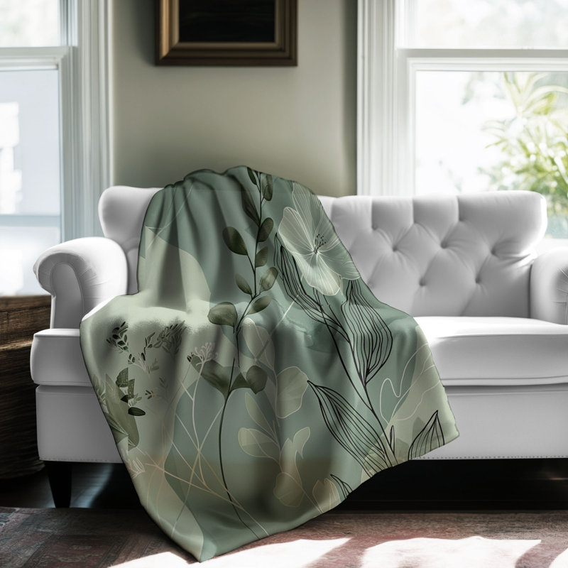 Fleurs de sauge naturelles - couverture sherpa de qualité supérieure 1 pièce, Grand lit