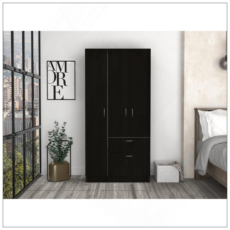 Armoire Cobra, chambre à coucher, noir / blanc