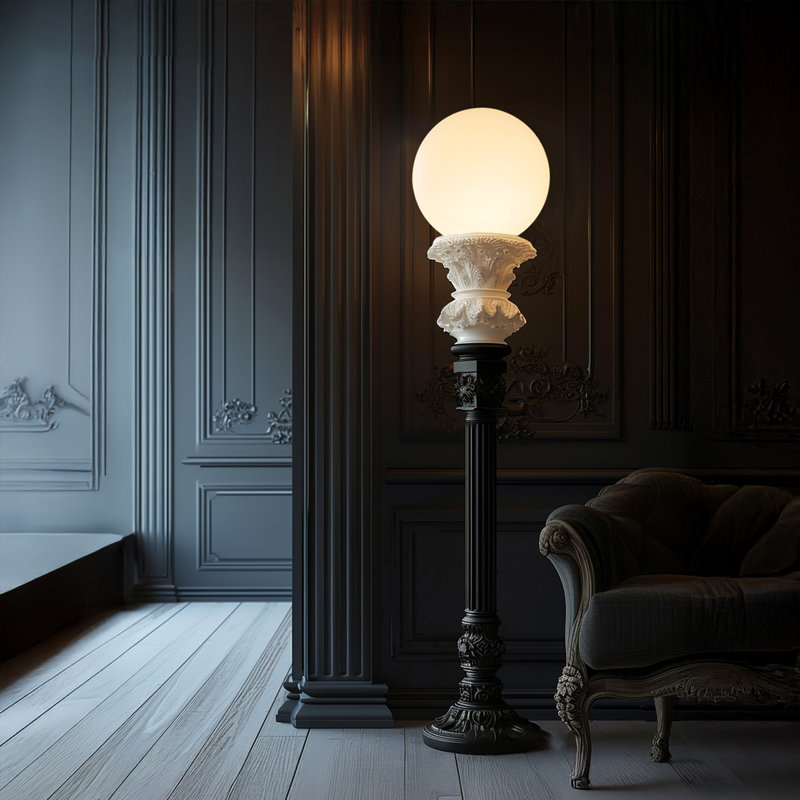 Lampes sur pied en résine noire et acrylique