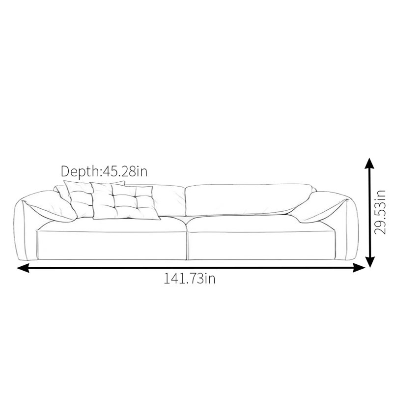 Elephant Ears Pink Sofa, 29.53" H x 141.73" W  x 53.15" D, 5