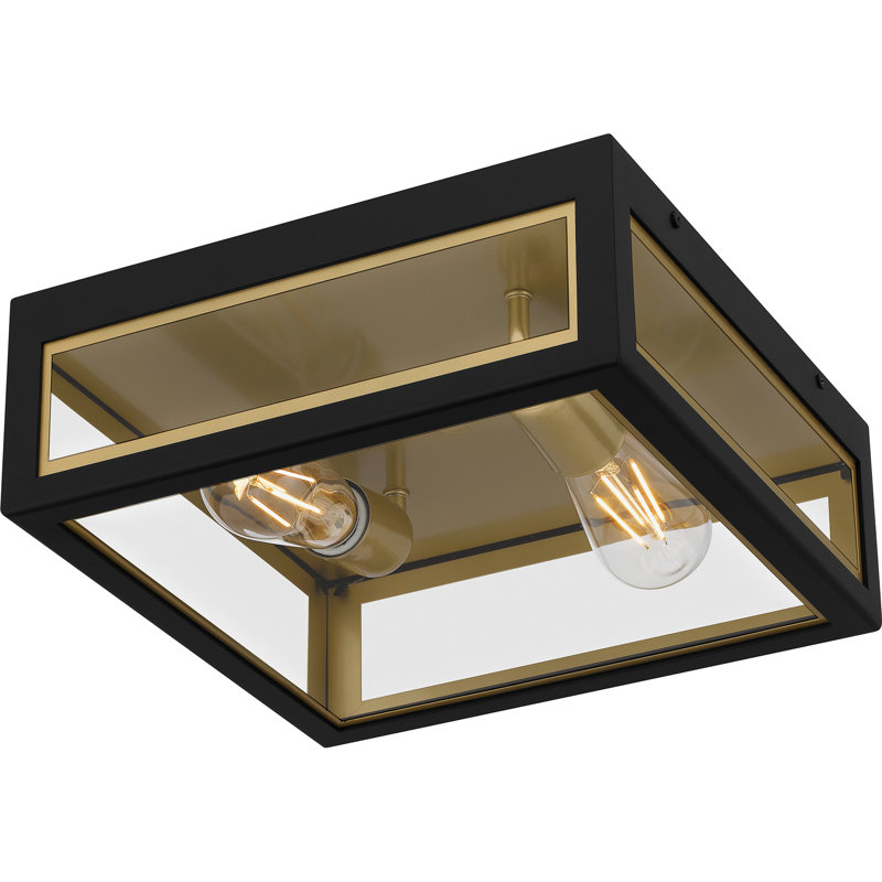 Bourbon 2-Light Matte Black Outdoor Flush Mount