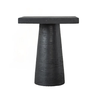 Square Pedestal Side Table in Black Finish