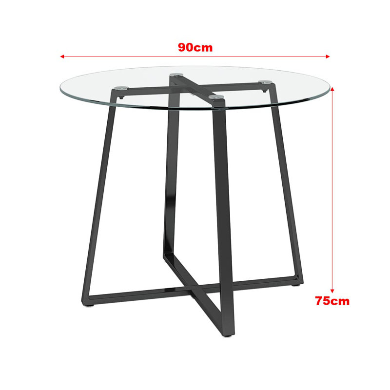 Demitre Round Dining Table with Iron Base, Clear