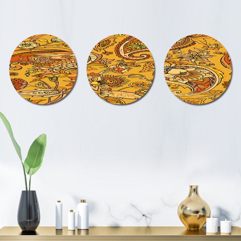 Ensemble de 3 décorations murales motif cachemire oriental