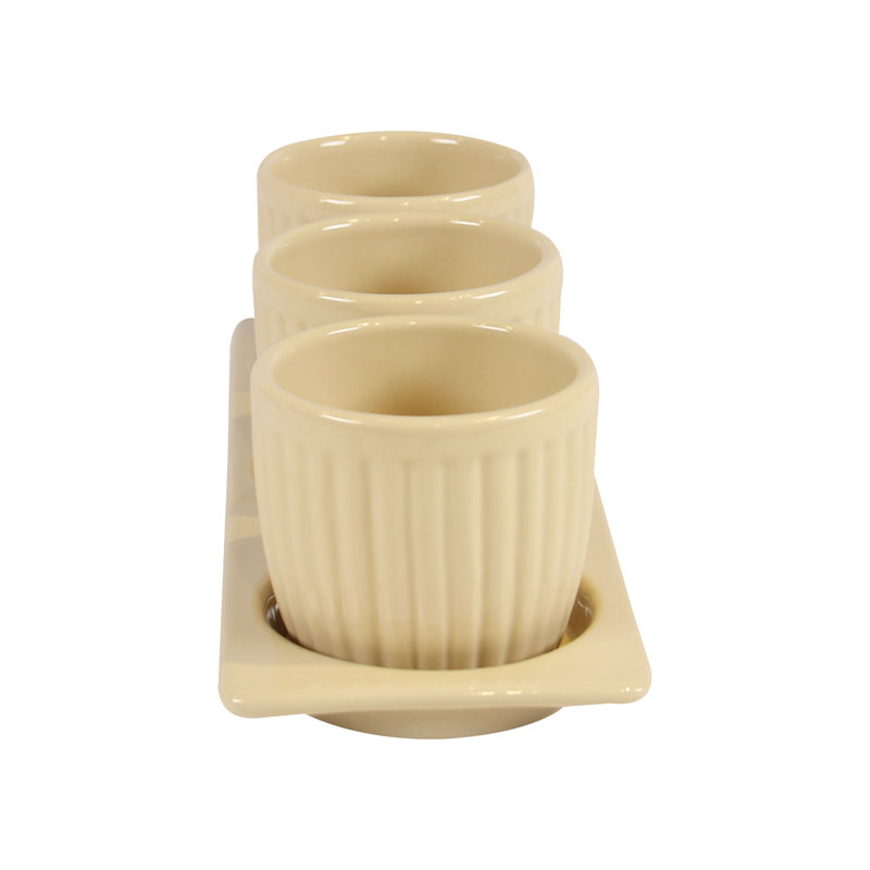 Brawner 3-Piece Pot Planter Set with Tray, Cream