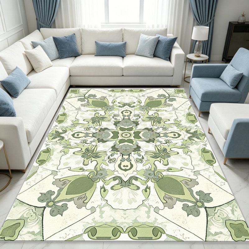 Sage Moss Green Floral carpet-easy to clean, machine-washable, soft and comfortable; suitable for door mats, kitchens, living rooms, bedrooms, corridors, and laundry areas. Easy to clean, durable carpet for home decoration.