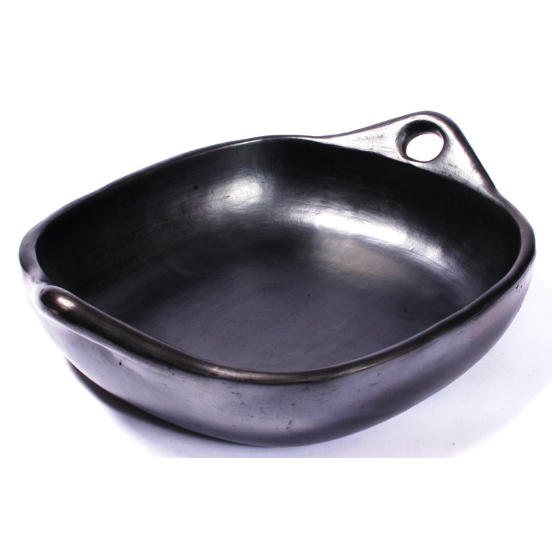Small Black Clay Square Roasting Pan with Handles