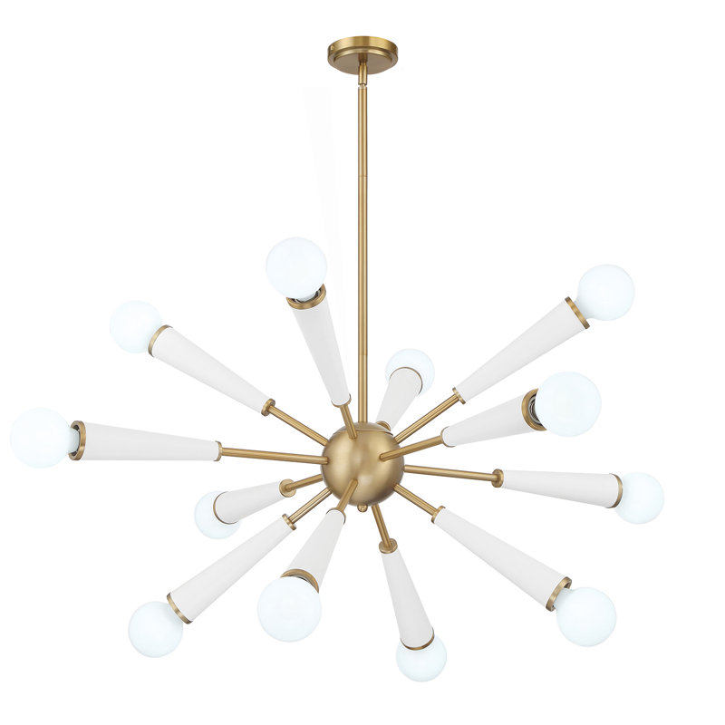Kaleen 12 Light Aged Brass + Matte White Chandelier