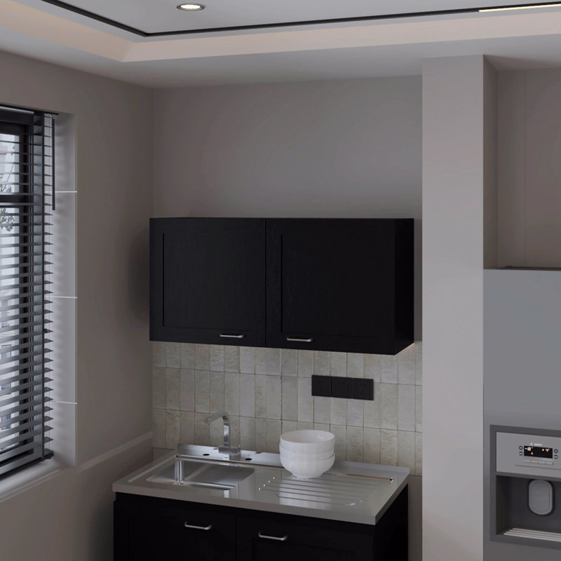 Kitchen Wall Cabinet With 2 Doors, Black