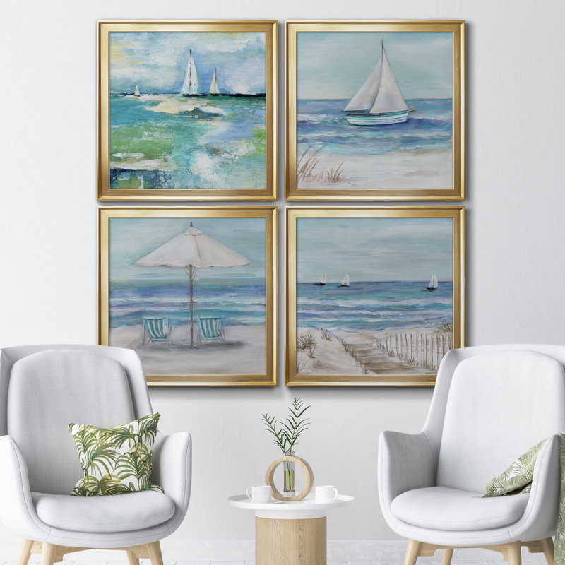 Jour sur le lac - Toile tendue avec châssis de qualité supérieure - prête à être accrochée, H 26,5 po x l 106 po x P 1,5 po
