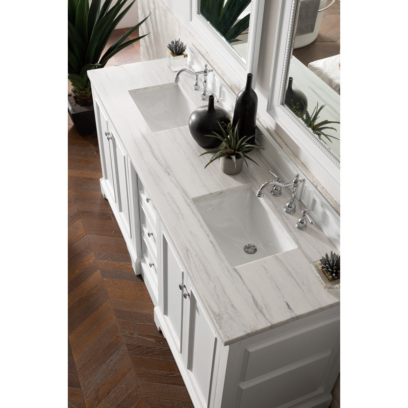 De Soto 72'' W Double Vanity, Charcoal Soapstone, 8" Widespread