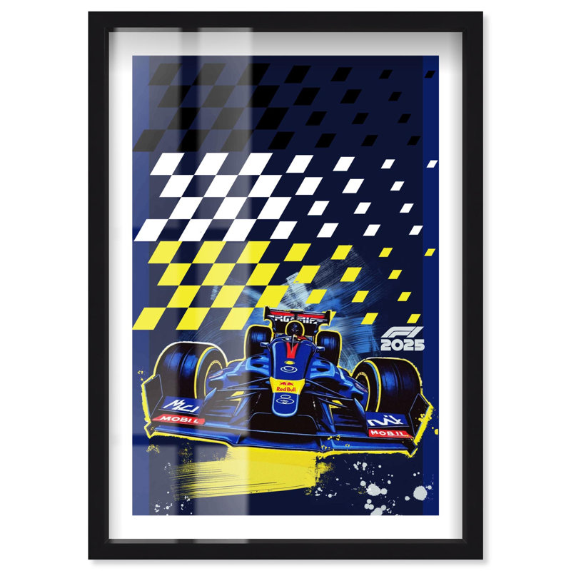 Affiches de Formule 1 «Blue Victory Shadowbox» par Notoriart, cadre noir, 31 x 46, H 46 po x l 31 po, Structure noire