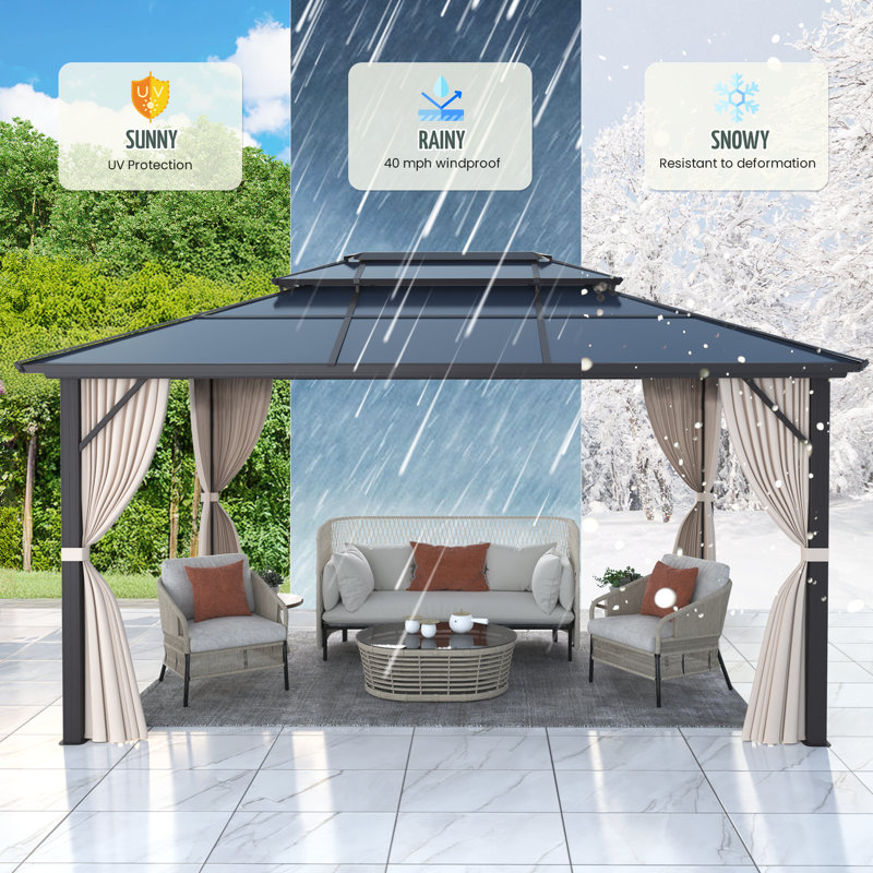 10 FT  X 13 FT  Aluminum Patio Hardtop Gazebo