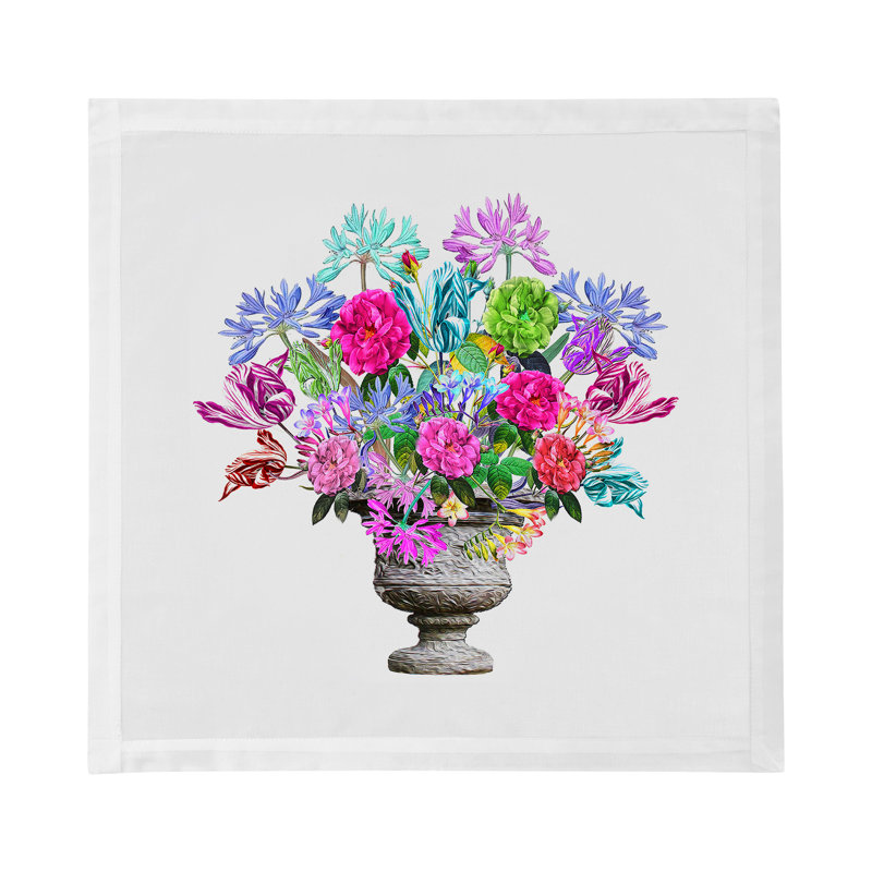 Pistils Large Bouquet Hemstitch 22" Linen/Cotton Napkin