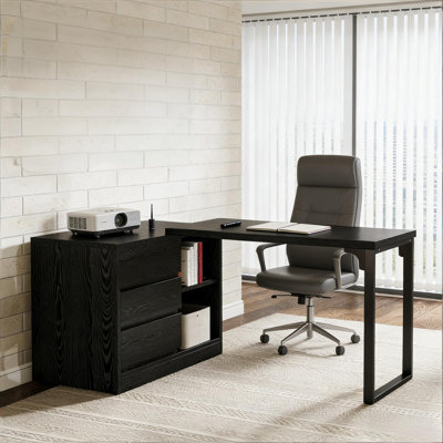 Bureau d'ordinateur de direction réversible en L avec rangement pour bureau personnel