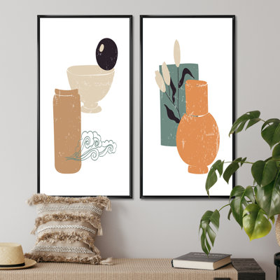 «Minimalistic Still Life in Retro Colors I», ensemble de 2 impressions