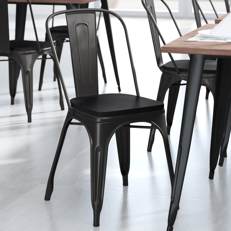 Chaise empilable Calliah, Noir, Noir