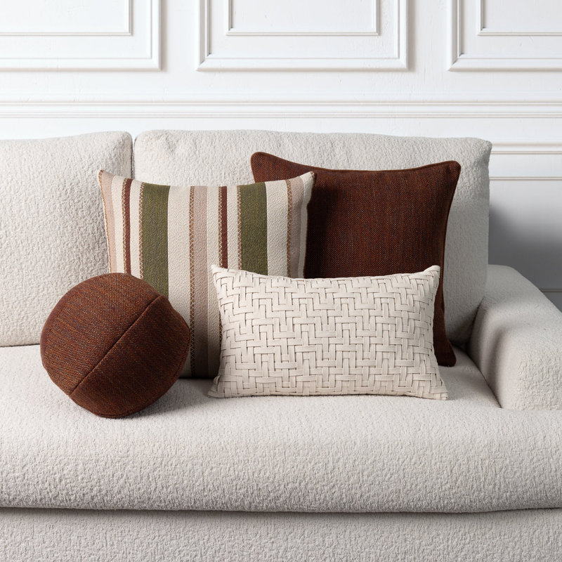 Weave Bisque Handwoven Dimensional Indoor & Outdoor Woven Accent Pillow & Insert, Rectangle 12"H x 20"W