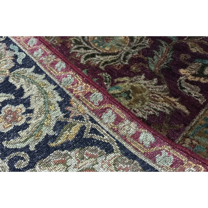 Suruchi Wool Oriental Area Rug in Purple/Black, Rectangle 4'2" x 6'5"