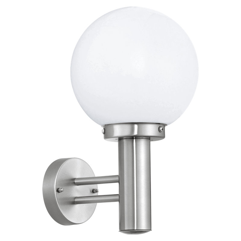 Denoila Silver 1 - Bulb Hardwired Frosted Glass Outdoor Wall Lantern and Outdoor Armed Sconce, 36 cm H x 20 cm W x 24 cm D