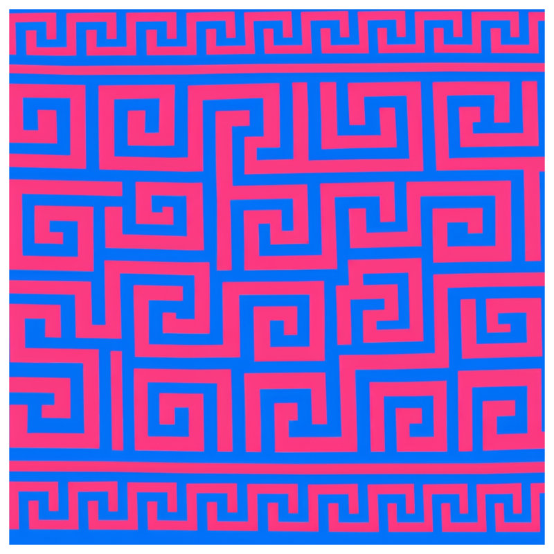 Coussins roses et bleus grecs, 20 x 20 pouces