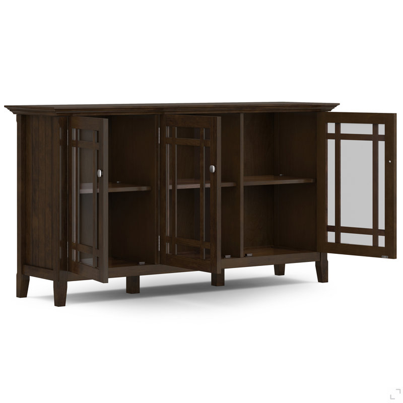 Armoire de rangement en bois massif brun foncé de 62 po de large Bedford