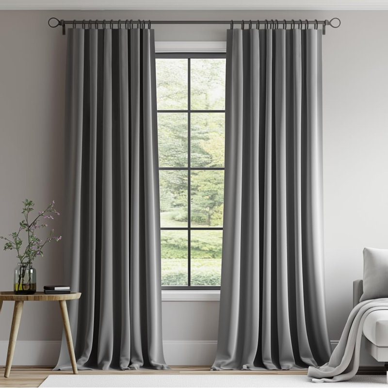 Alicea Velvet 100% Blackout Thermal Curtain Panel , 52" W x 84" L, Light Gray