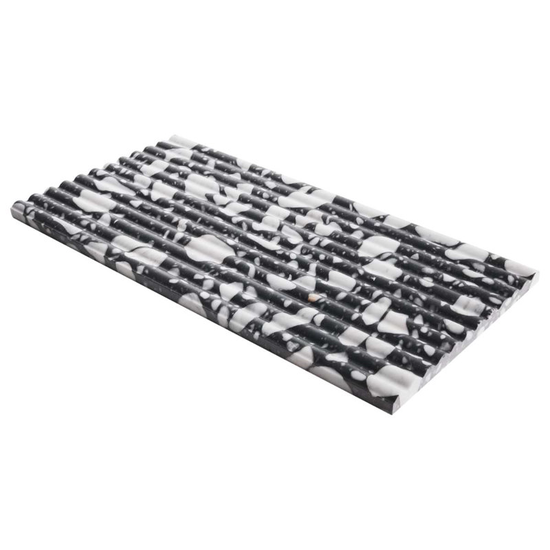 Terrazzo Italy Fluted 12x24 Honed Terrazzo Tile, Sacra Nero Black/White
