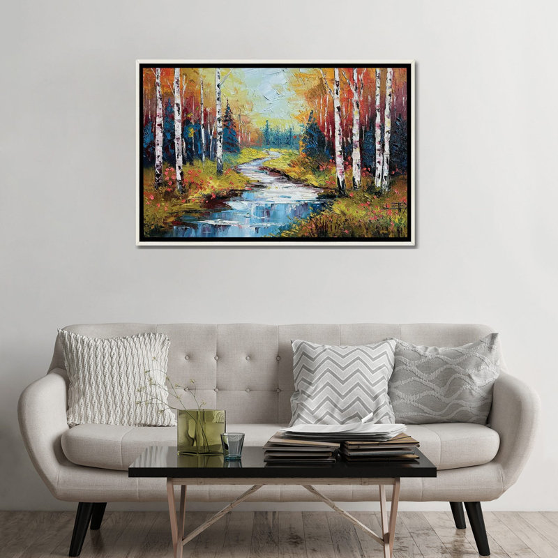 «Fall Enchantment», reproduction d'art sur toile encadrée, Blanc patiné, Reproduction encadrée sans passe-partout