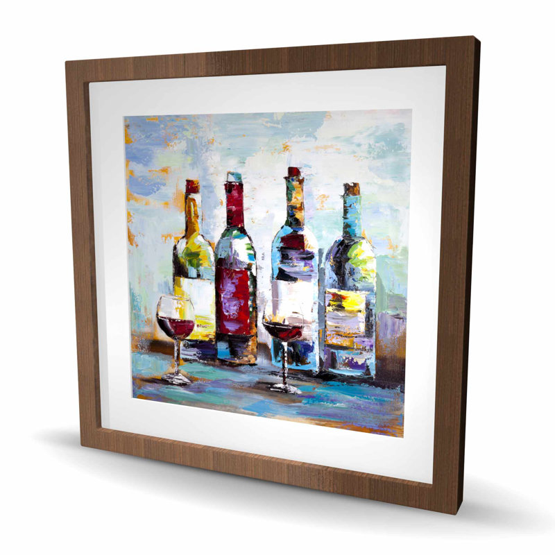 Dégustation de vin - Reproduction matte encadrée turquoise