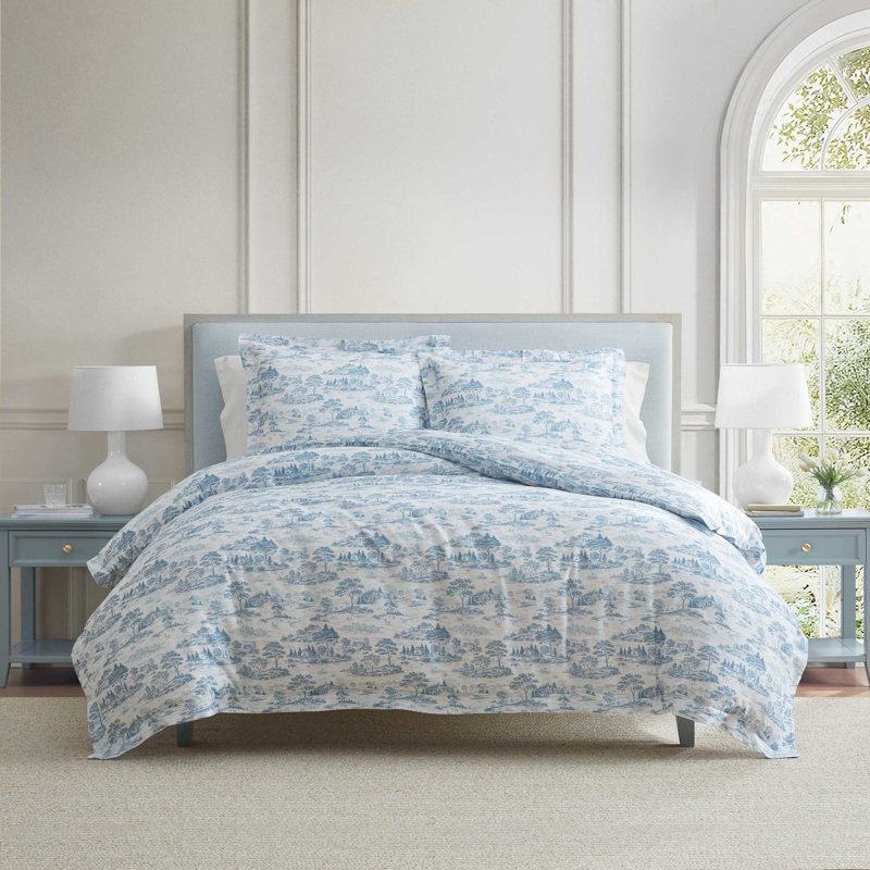 Ensemble d'édredon réversible en coton Martha Stewart, Édredon pour grand lit + 2 taies décoratives
